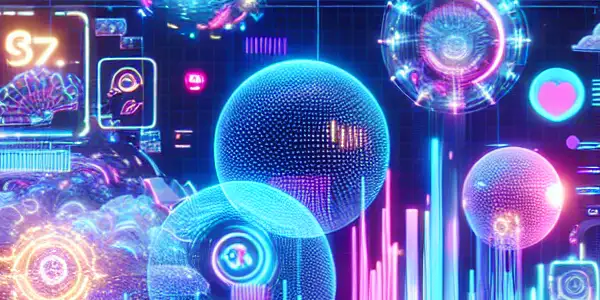 A vibrant futuristic virtual reality scene featuring interactive avatars in a neon-lit environment inspired by Japanese pop culture.