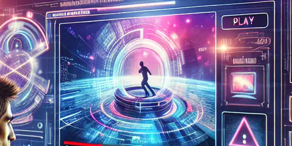 A modern digital workspace featuring a user engaging with an adult video platform, showcasing vibrant thumbnails and privacy icons.