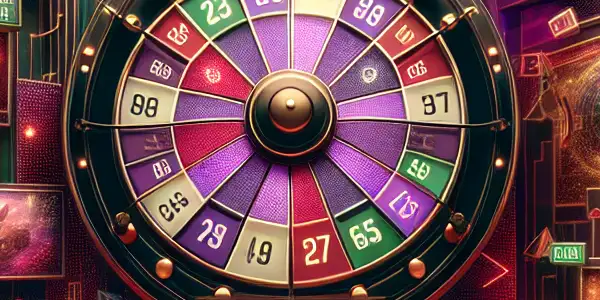 A vibrant online adult lottery event featuring a colorful lottery wheel and enthusiastic participants.